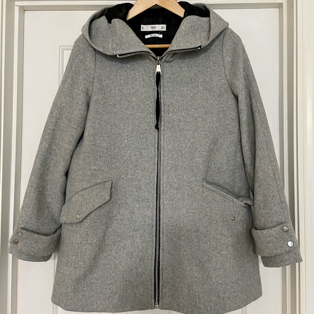 MANGO Hooded A-Line Coat